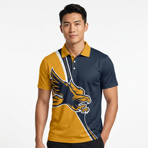 <b>Men's</b> Short Sleeve Polo Shirt With Eagle Print Quick Dry Polyester Casual Sportswear Regular Fit Front Logo Design - Product Image 4