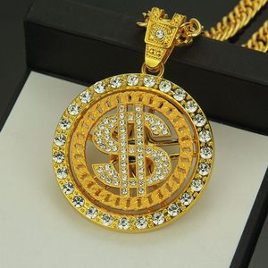 Hip Hop <b>Solid</b> Yellow <b>Gold</b> Plated Dollar Sign Diamond <b>Pendant</b> Necklace with Moissanite Stones for Men Everyday Wear - Product Image 3