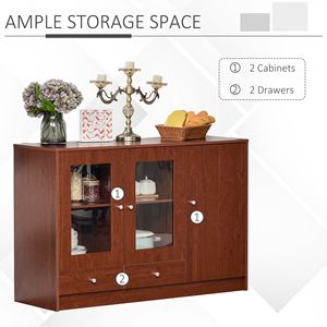 "Handmade Glass Villa <b>Buffet</b> <b>Table</b> Cabinet with Acrylic Framed Doors and Brown Tabletop" - Product Image 3