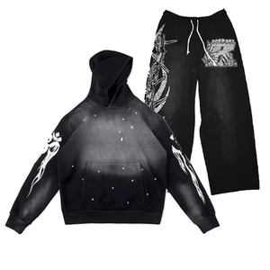 เสื้อพูลโอเวอร์ทรงหลวมแบบขายส่ง MOQ ต่ำ ผ้าฝ้ายฟลีซ ชุดสเวตเชิ้ต ผู้ผลิต รับสั่งทำลายพิมพ์กราฟิก ปักลาย คุณภาพสูง - Product Image 4