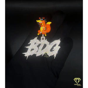 Custom " BDG " Hip Hop Pendant With Moissanite Diamond Iced Out Streetwear Necklace Jewelry - Product Image 3