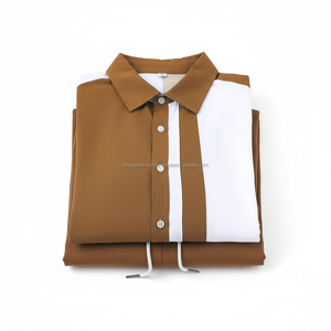 Ensemble deux pièces d'été pour hommes, rayé blanc, manches courtes, respirant, personnalisable, vente en gros OEM - Product Image 6