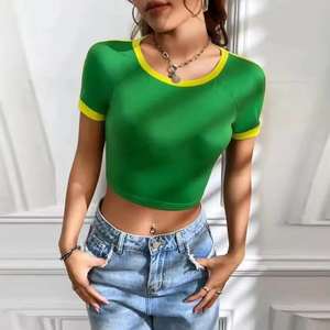 Camiseta Corta para Mujer, Estilo Y2K, Ajustada, Informal, de Algodón, Manga Corta, Estética Retro, Ropa Urbana, Moda Diaria - Product Image 1