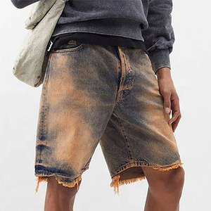 Pantalones cortos de mezclilla de moda para hombre, estilo urbano, personalizados, casuales, tejidos, de cintura alta, con cordón, rectos y transpirables. - Product Image 5