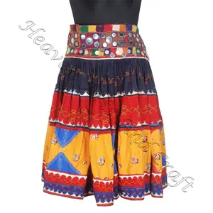 Jupe rétro brodée main indienne colorée, jupes style bohémien Tribal, Vintage, Banjara, 2 pièces