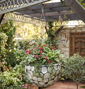 Pot de fleurs suspendu en nacre incrustée fait main, support décoratif pour plantes d'intérieur et d'extérieur, décoration de la maison, fabriqué au Vietnam - Product Image 5