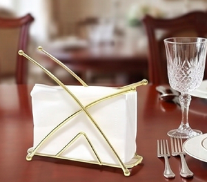 Porte-serviettes en acier inoxydable, finition plaquée or émaillé, design autoportant, parfait pour une table élégante, accessoire de salle à manger. - Product Image 6