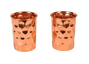 Gobelet à jus vintage en cuivre, tasse à boire texturée artisanale, finition patinée, verre métallique, pour cuisine et salle à manger, ensemble cadeau en gros - Product Image 5