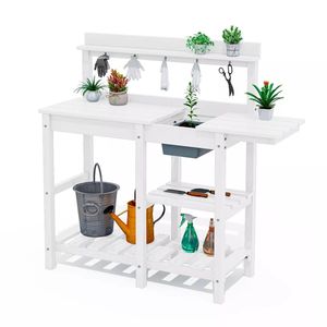 Resistente alle intemperie in legno giardino Workstation panca per invasatura all'aperto tavolo mensola di stoccaggio per piantare Patio cortile uso balcone - Product Image 1