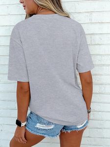 Camiseta de manga corta para mujer, 100% algodón, con estampado gráfico DTF, cuello redondo, camisetas de verano holgadas y cómodas - Product Image 6