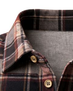 Chemise décontractée à carreaux marron et noir personnalisée pour homme, coupe ajustée, manches longues, boutonnée, en coton, élégante, qualité supérieure, vêtement tendance - Product Image 6