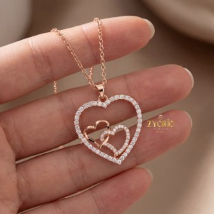 Impresionante Collar de Lujo con Diamantes y Oro, Símbolo de Amor Eterno para Mujer, para Bodas, Fiestas, Regalos Nupciales, Aniversarios, Uso Diario - Product Image 3