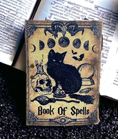 Diario de Tapa Dura de Cuero con Borde Deshilachado, Hecho a Mano, de Alta Calidad, Estilo Vintage, 'Little Witch Black Cat', Impresión UV 100, Nueva Era