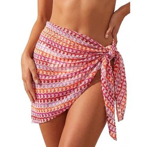 Women's Crocheted Mesh Cover-Up with Mini Skirt 100% Polyester Waterproof & UV Protection <b>Tummy</b> <b>Control</b> Breathable Beachwear - Product Image 1