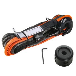 Cavo per verricello sintetico da 1/4 di pollice x 50 piedi, 10.000 libbre, con guaina protettiva per motore 12V DC + stopper + forgiato W - Product Image 1