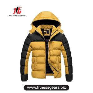 Chaqueta Acolchada con Capucha para Hombre, Diseño Color Block, Cortavientos, Invierno, Casual, Cierre de Cremallera, Gruesa, con Relleno de Poliéster - Product Image 1