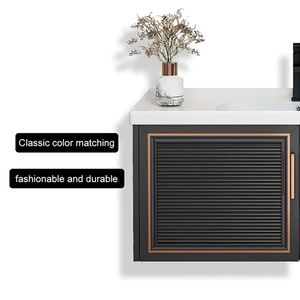 35.8 \ "Set da bagno galleggiante in ceramica nera con lavabo elegante ed elegante da bagno nero - Product Image 6