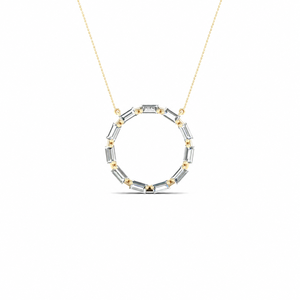 Pendentif cercle ouvert en diamant de laboratoire taille baguette en or 10K 14K 18K et argent 925 935 - Product Image 1