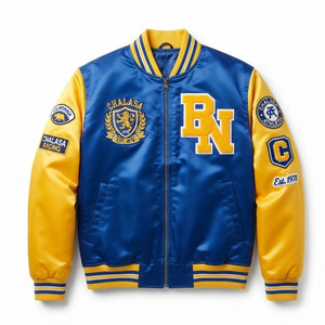 Chaqueta Universitaria de Béisbol de Satén de Alta Calidad, Personalizada, Estilo Bomber, con Costuras Premium - Product Image 1