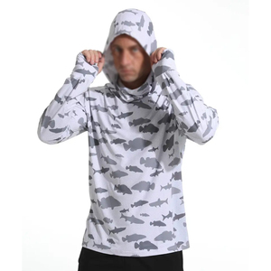 Sweat à capuche de pêche personnalisable gris à manches longues, dernier design, séchage rapide et respirant, protection UV - Product Image 5