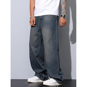 Pantalones Vaqueros de Mezclilla Lavada para Hombre, Estilo Vintage, Corte Holgado, Recto, Color Sólido, Moda Urbana, Otoño-Invierno - Product Image 3