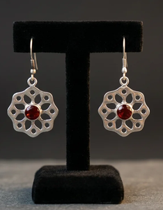 AAA Quality Designer Hot Price Women <b>Silver</b> <b>Drop</b> <b>Earrings</b> Red Stone Natural Bohemian Style Handmade Party Wholesale - Product Image 2