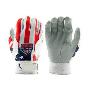 USA Softball Pitcher Full Finger Batting Gloves Leather Non-Slip Hook Loop Closure for Adults Right Handed Training All Seasons - Product Image 1
