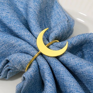 <b>Moon</b> Shape Arabic Calligraphy Napkin <b>Ring</b> For Islamic Table Decor Eid Hosting Enhance Festive Table Styling With Cultural Design - Product Image 6