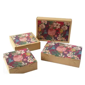 Hot Selling Customs Recyclable Bio-degradable Krafts Gift Cake Christmas Paper Box Custom Flower Printing OEM Dimension