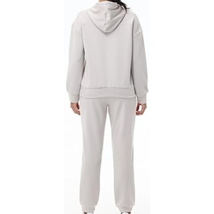 Sweat-shirt à capuche oversize en molleton gris chiné pour femme, 100 % coton premium, style streetwear, coupe décontractée - Product Image 6