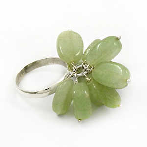 แหวนพลอยอะความารีนธรรมชาติรูปพวงองุ่น ทำจากเงินแท้ 925 ประดับคริสตัลบำบัด หินขัดเงา สไตล์โบฮีเมียน สำหรับเธอ - Product Image 1