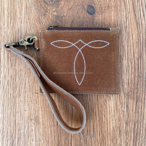 Women's Fashion Luxury Boot Stitch Suede Leather Wristlet Coin Purse Western Genuine Leather <b>Card</b> Holder Mini Keychain <b>Wallets</b> - Product Image 2
