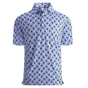 T-shirt de golf personnalisé à manches courtes pour homme, en coton tricoté extensible avec logo frontal, anti-humidité et séchage rapide - Product Image 4
