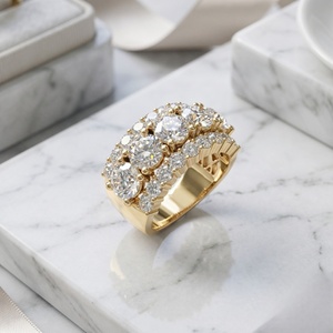 2.70CTW Round Cut Pave Prong Set Multi Row <b>Statement</b> <b>Ring</b> Luxury <b>Ring</b> for Women with Cluster Diamond Design and Wide Band - Product Image 3