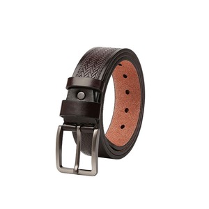 Ceinture en cuir de vachette noir formel avec boucle à ardillon, style moulé monobloc durable pour homme - Product Image 4