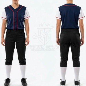 High Manufacturer Custom Softball Uniform With Button <b>Down</b> Shirt Solid Color Breathable Fabric Softball Uniform - Product Image 2