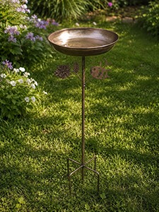 Meilleur Bain d'oiseaux en cuivre pour un jardin élégant et respectueux des oiseaux, avec support en cuivre, fait main, traditionnel, respectueux de la nature - Product Image 5