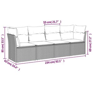 Conjunto de Sofás Grandes para Jardín en Ratán PE Negro con Acero con Recubrimiento en Polvo, Muebles de Exterior Premium - Product Image 3