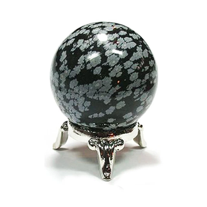 Natural Snowflake Obsidian <b>Crystal</b> Sphere <b>Ball</b> Hand Polished Black & White Gemstone Orb for Home Decoration, Meditation, Reiki - Product Image 3