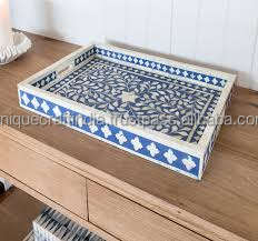 Plateau d'incrustation en os de qualité supérieure | Plateau rectangulaire fait à la main avec motif géométrique pour la décoration intérieure moderne, les cadeaux et l'affichage - Product Image 3