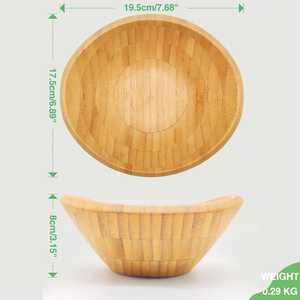 Ensemble de bols à salade en bois fini de qualité supérieure avec cuillères de service, grain de bois naturel, design élégant pour les fêtes, service de bols en bois - Product Image 5