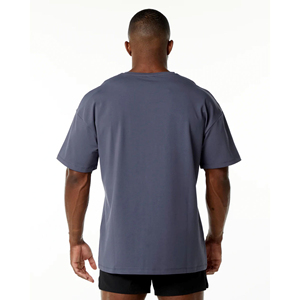 T-shirt à manches courtes pour homme, couleur unie, col rond, décontracté, 100% coton, jersey tricoté, respirant, coupe régulière - Product Image 2