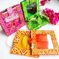 Sac fourre-tout traditionnel en coton écologique pour l'été, 2 sacs Potli, idéal pour les fêtes indiennes, les mariages, les cadeaux, les sacs à main Haldi et le Nouvel An – Vente en gros