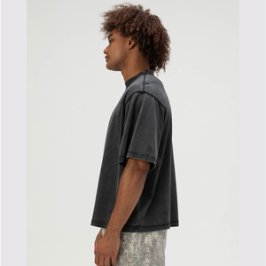 Camiseta Ultra Pesada con Logo Personalizado, 285g, 100% Algodón, para Hombre, Lavado Ácido, Corte Holgado, Cuello con Tachuelas, Estilo Urbano - Product Image 6