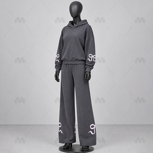 Ensemble de survêtement décontracté pour femme, automne, respirant, à capuche, en polaire, 100% nylon, 2 pièces, pour la gym, l'entraînement, le fitness, le jogging - Product Image 2