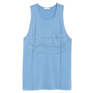 Latest design: Men's custom logo tank <b>top</b> cotton/spandex breathable gym digital printed casual knitted <b>distressed</b> style - Product Image 2