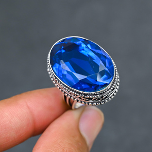Magnifique bague tendance en topaze bleue de Londres, en argent sterling 925 massif, bijoux faits à la main, vente en gros directe d'usine - Product Image 3