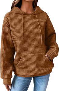 Wholesale Waffle Knit Hoodie Sweatshirt Purple Oversized Hoodie Casual Pocket Design Regular Fit Unisex Autumn Wear - Product Image 3