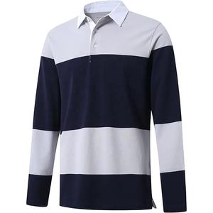 Camiseta Polo de Golf para Hombre, Personalizada con Logotipo, de Alta Calidad, Manga Larga, a Rayas, de Algodón, con Cuello Rugby, Estilo Casual - Product Image 4