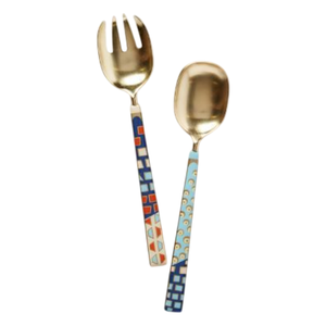 Elegante Juego de 2 Servidores de Ensalada de Acero Inoxidable Dorado Mate con Diseño Único de Asa en Forma de Hoja, Utensilios de Cocina para Uso en Restaurantes - Product Image 4